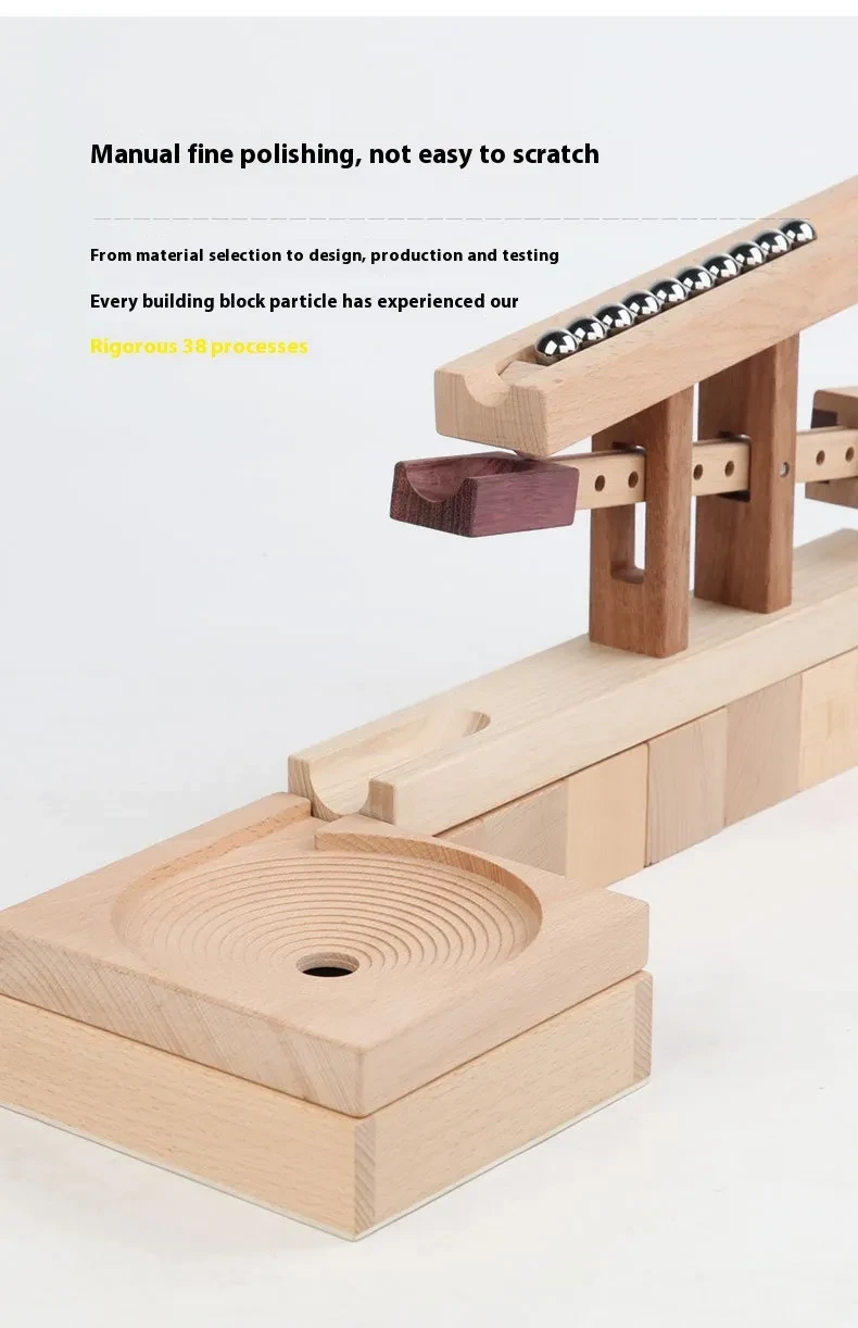 Track Race Marble Building Blocks Children's Solid Wood Early Childhood Education Assembling Toys
