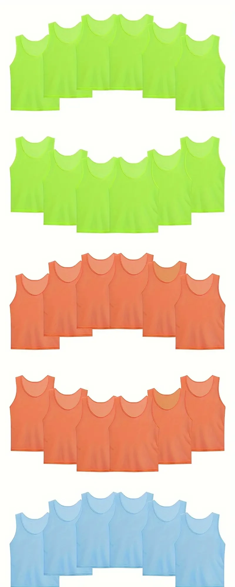 12-Pack Mesh Sports Vests - Breathable, Lightweight & Durable - Soccer/Football/Basketball Training Jerseys for Youth & Adults, Sizes S-L - Ideal for Team Practice, Comfort Fit, Quick-Dry details 012-Pack Mesh Sports Vests - Breathable, Lightweight & Dura