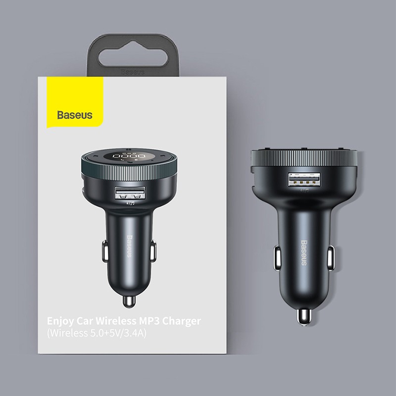 Baseus FM Transmitter Modulator  Bluetooth 5.0 Car Kit with USB Fast Charging