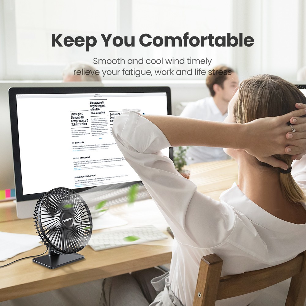 GAIATOP Desk Fan Portable USB Fan with 4 Speeds and Ultra-Quiet Cooling