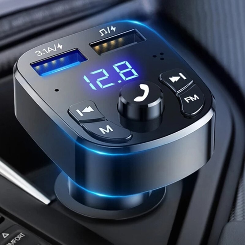 Car MP3 Player  Bluetooth 5.0 FM Transmitter with Dual USB Fast Charger and Hands-Free Calling