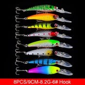 16 Pack Fishing Lures Hard Baits, 3D Eyes Minnow Fishing Lures 9cm 8g