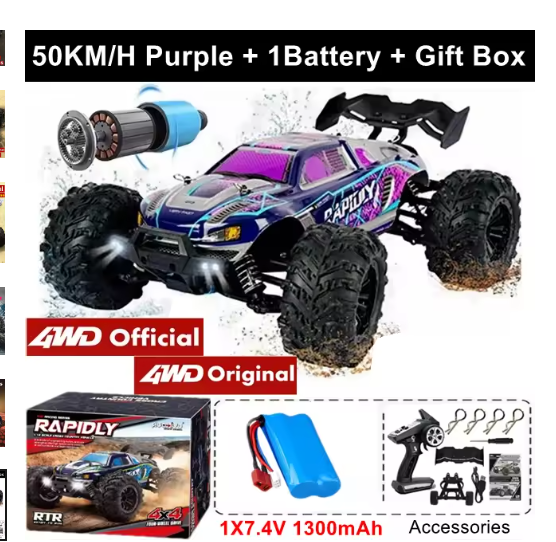 Super Brushless 80KM or 50KM/H 4WD RC Car With LED Remote Control Cars High Speed Drift Racing 4x4 Off Road Truck Kid Adult Toy