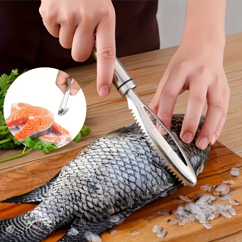 Stainless Steel Seafood Preparation Set  Fish Scale Scraper and Fish Bone Tweezers