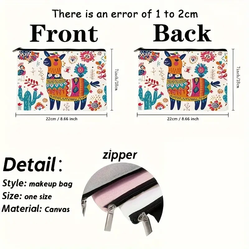 Chic Canvas Cosmetic Bag with Zipper  Lightweight & Foldable Travel Makeup Pouch