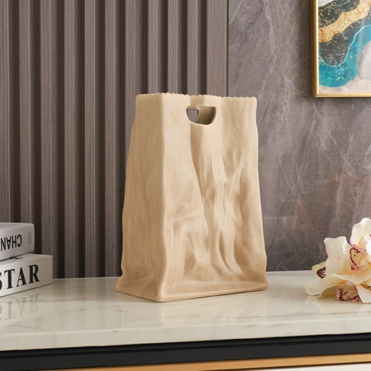 Modern Home Ceramic Paper Bag Vase Decoration