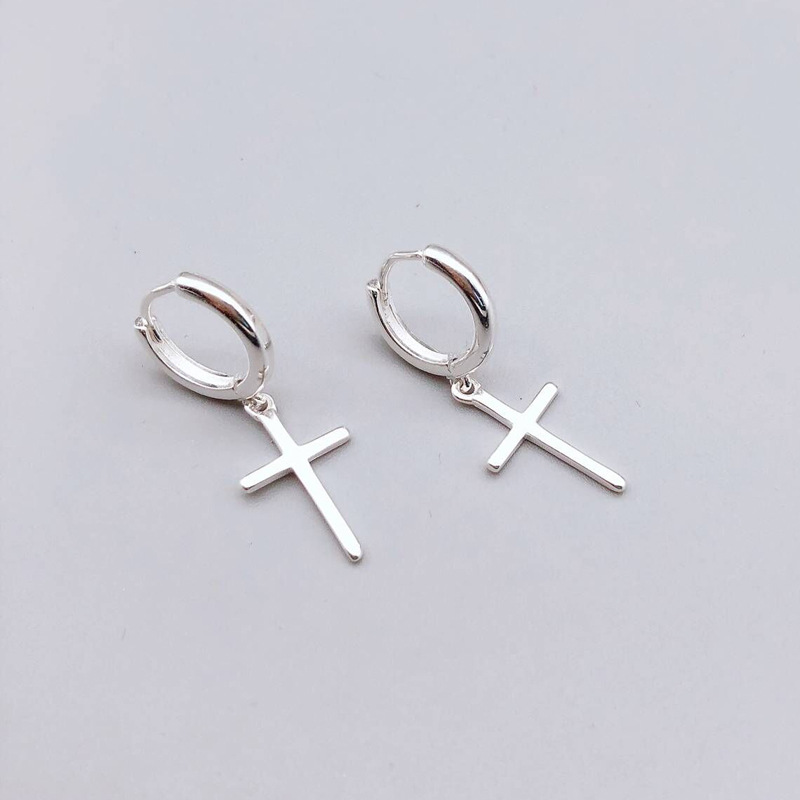 Sterling Silver Stud Earrings Cross Earrings
