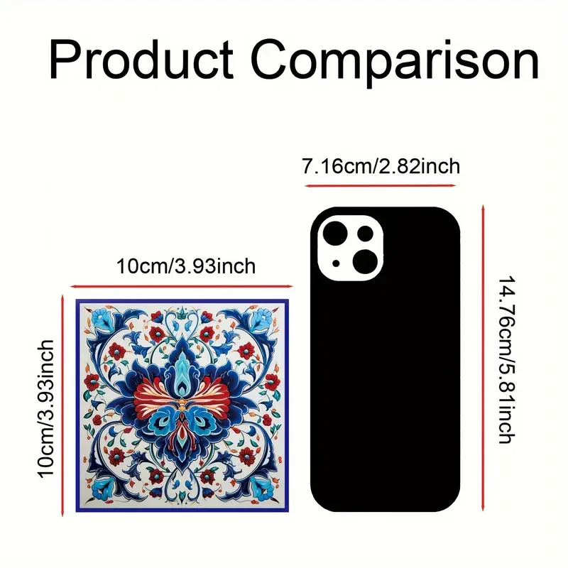 20pcs Elegant Blue & White Turkish Tile Stickers Ocean-Inspired Design for Kitchens & Bathrooms