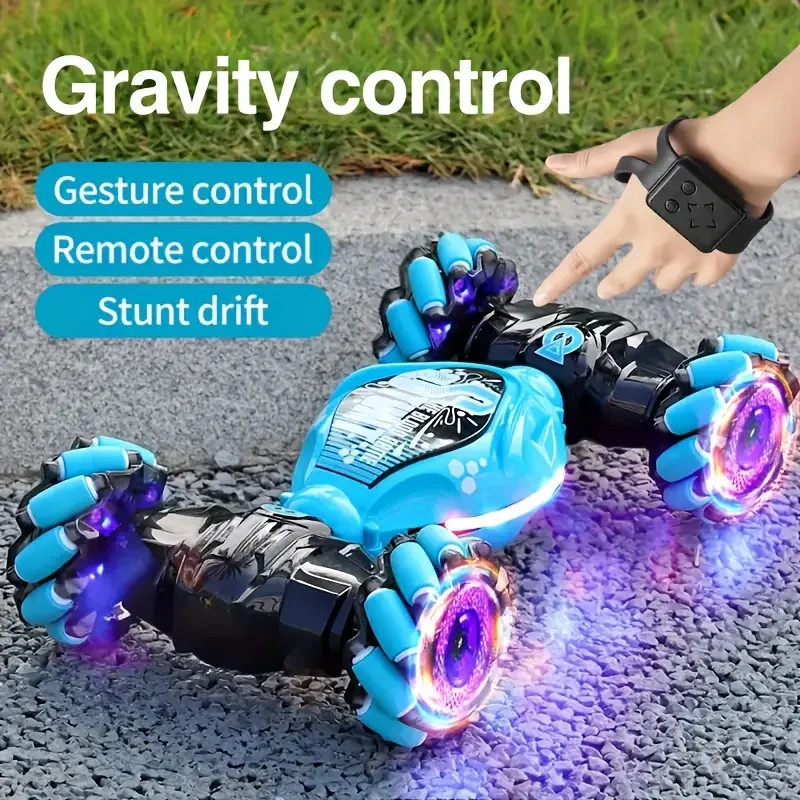 TurboDrift 4WD Gesture Controlled RC Car  Dual-Side Rotating Off-Road Vehicle with LED Lights & Music