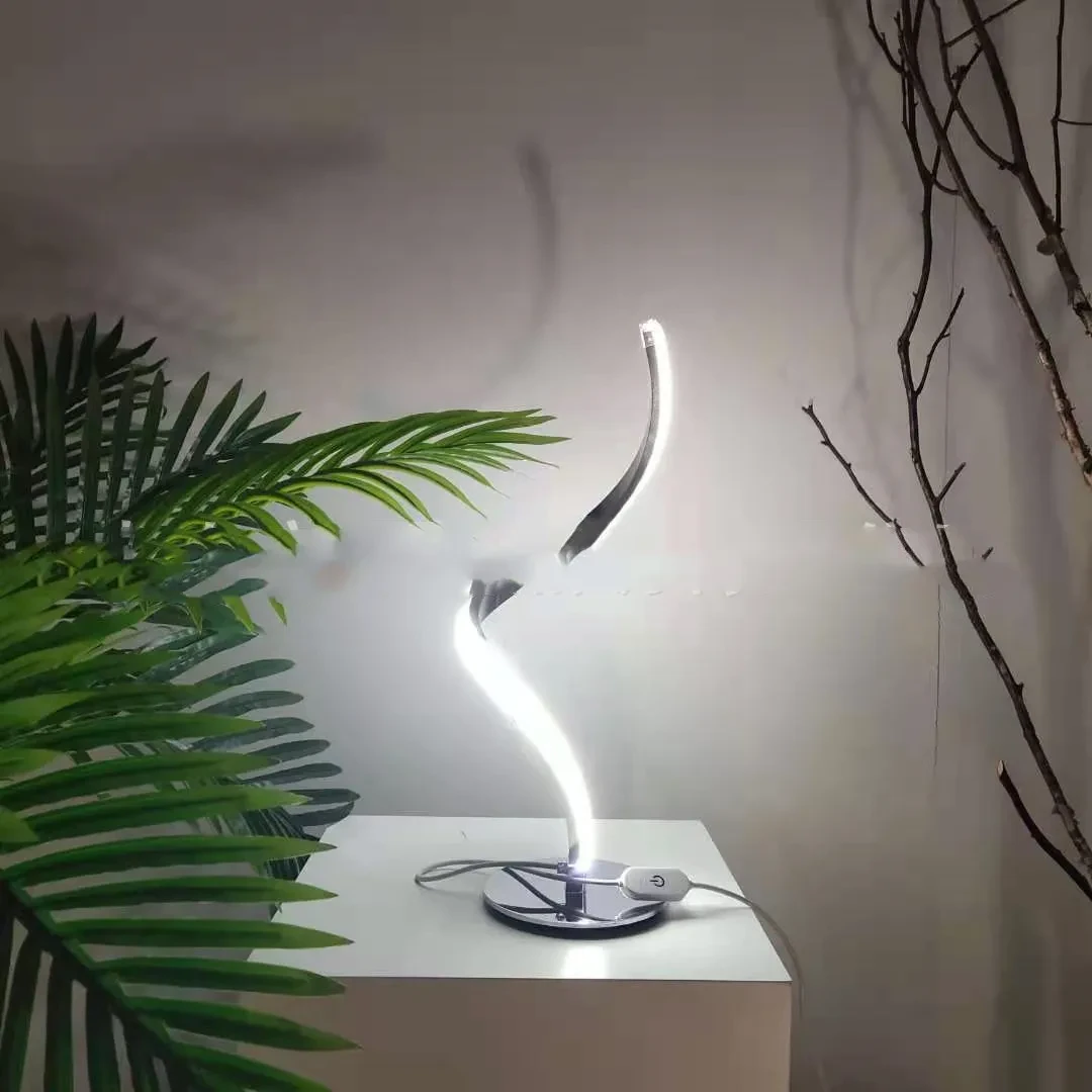 LED Spiral Table Lamp Curved Desk Bedside Lamp