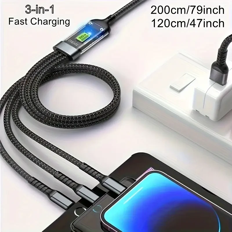 OLISHEN 100W 3-in-1 Fast Charging Cable