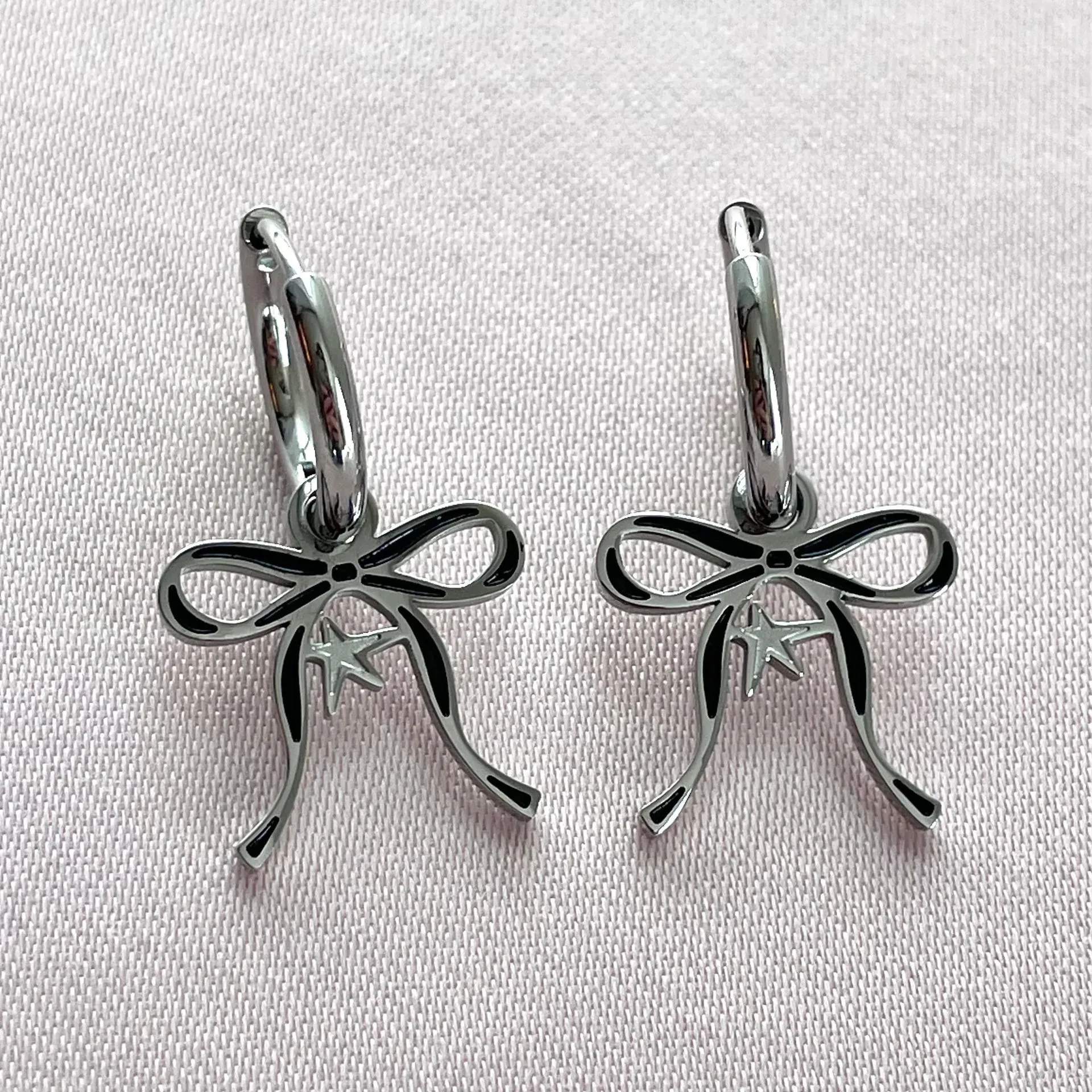 Double-sided Dripping XINGX Bowknot Necklace Gentleman Bow Tie Color Retaining Earrings