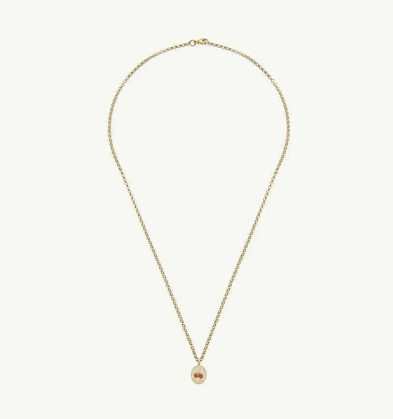 Light Luxury Pearl Strawberry Necklace Female Summer Fruit Party Titanium Steel Furnace Vacuum Electroplating