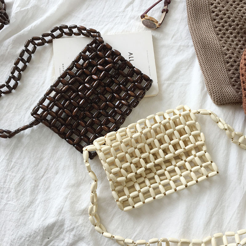 Vintage wooden bead bag