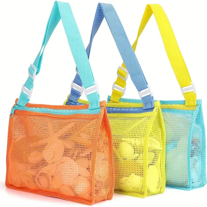 3pcs Vibrant Mesh Beach Toy Bags for Youngsters