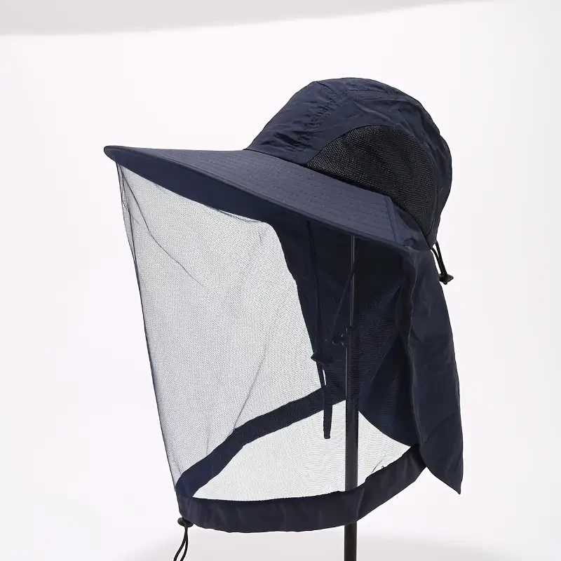 Men's Outdoor Mesh Hat, Fishing Hat With Face Cover, Sun Protection, Breathable Mesh Mask, Night Fishing Hat