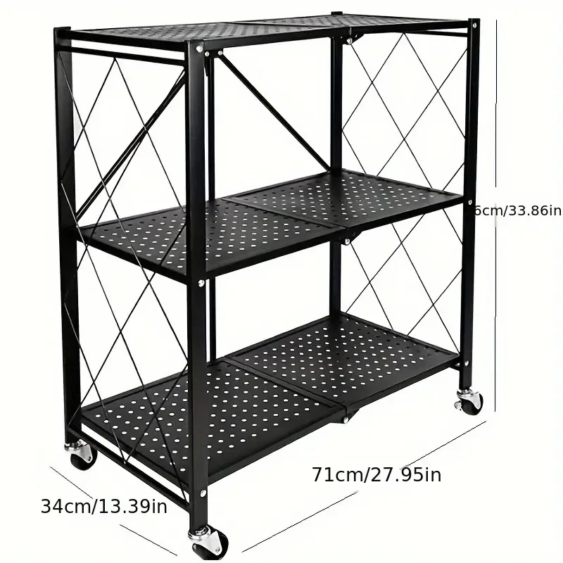 Folding Kitchen Rack Household Supplies Multi-Layer Microwave Oven Storage Rack