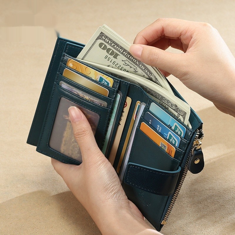 Ladies' RFID Anti-theft Swiping Zipper Hasp Multifunctional Coin Purse