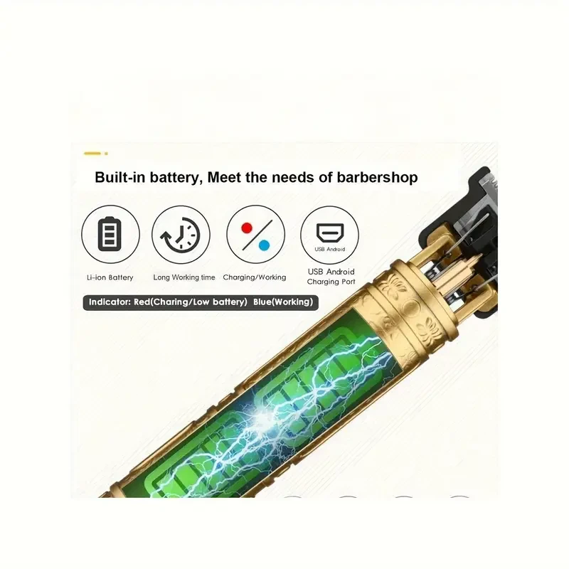 USB Rechargeable Hair Clipper with Golden Dragon Engraving