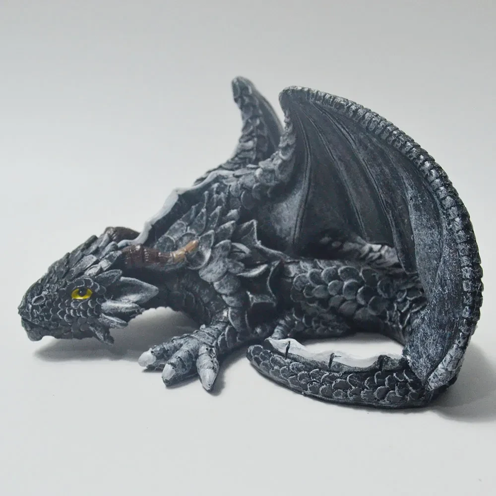 Big Squatting Dragon Resin Sculpture Craft Ornament