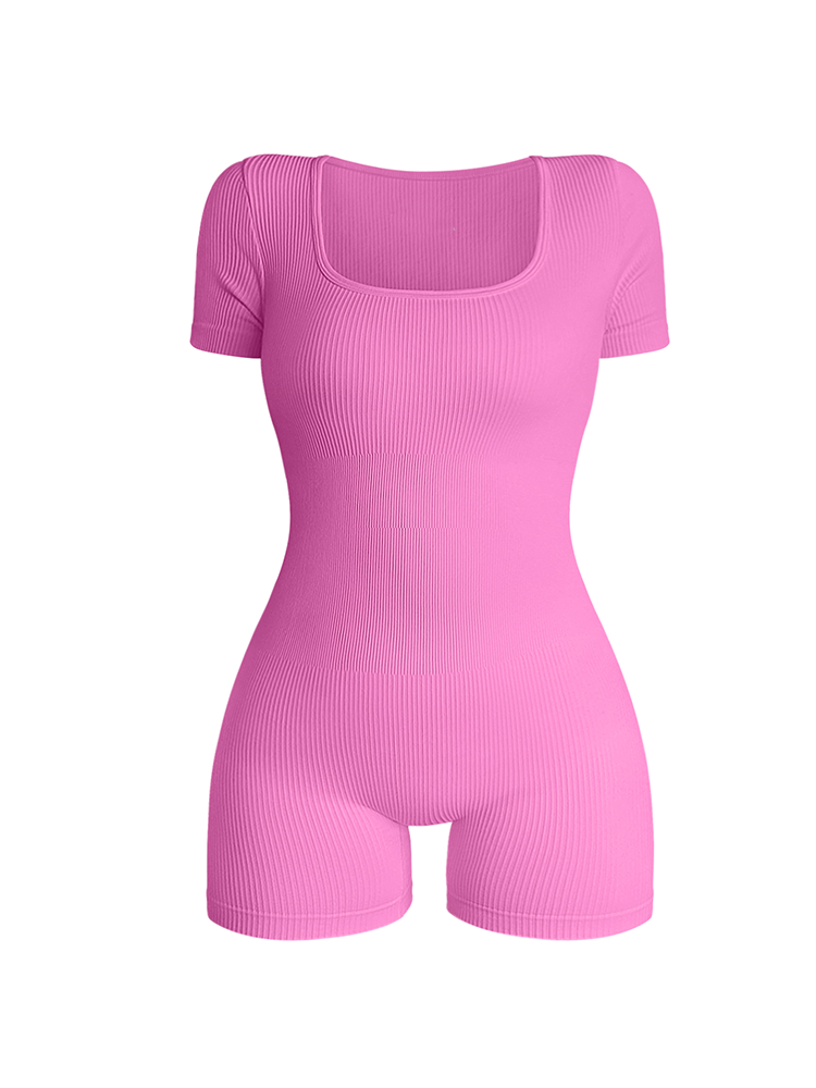 Women's Square Neck Short-Sleeved Jumpsuit