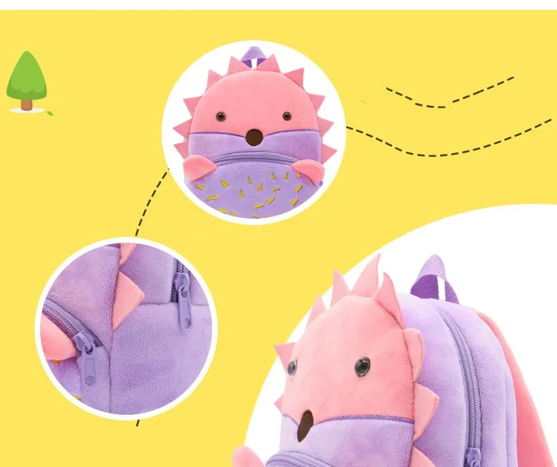 Children School Backpack Cartoon Rainbow Design Soft Plush Material For Toddler Baby Girls Kindergarten Kids School Bags