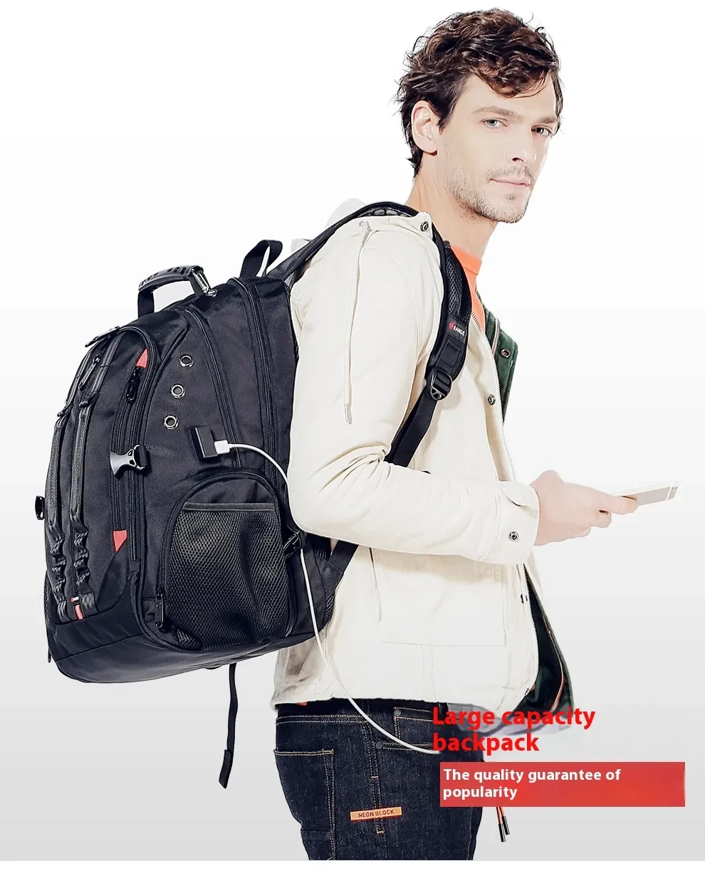 Middle School Student Schoolbag Waterproof Travel Earplugs Hole Charging Large Capacity Backpack