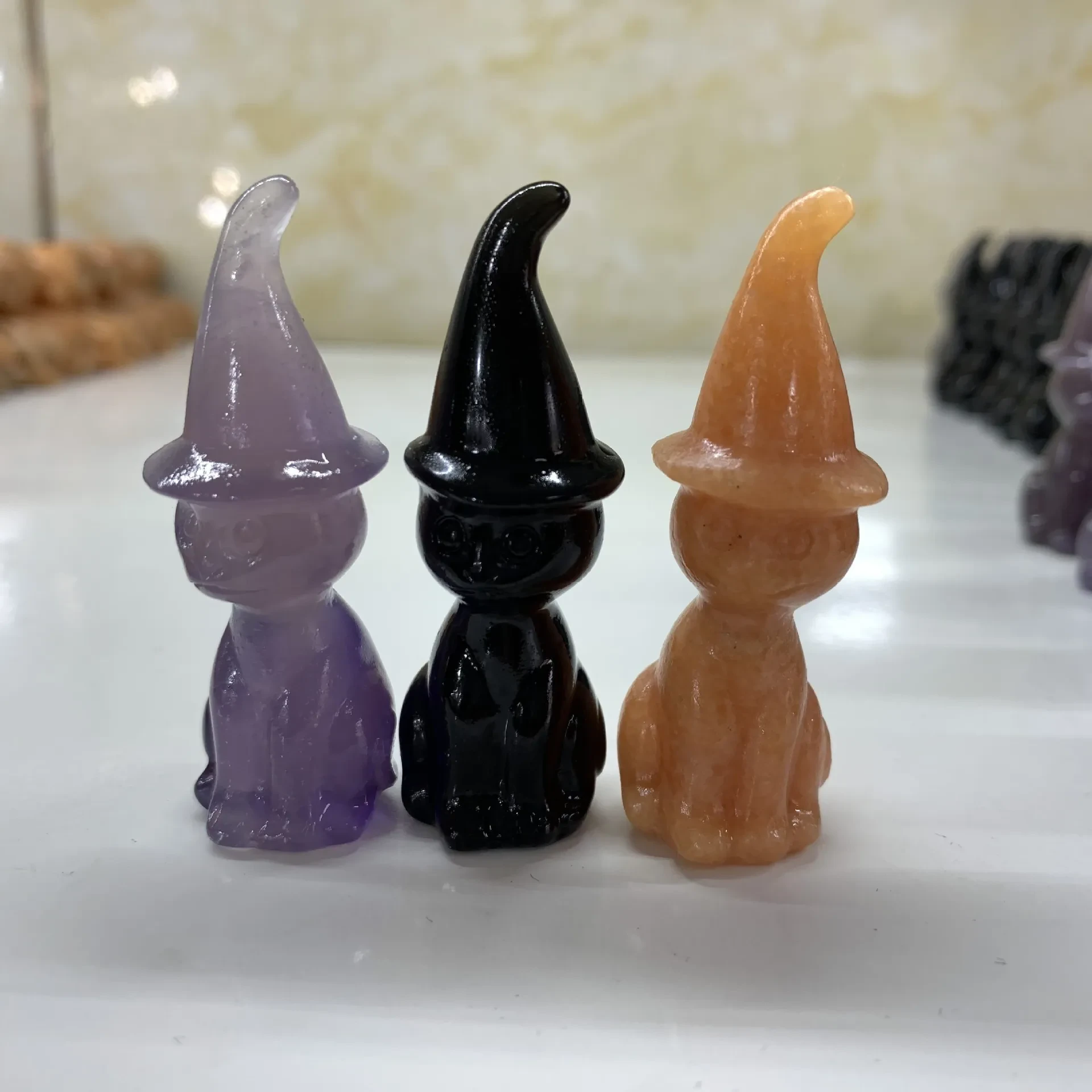 Fluorite Heart Link Obsidian Crystal Ornaments