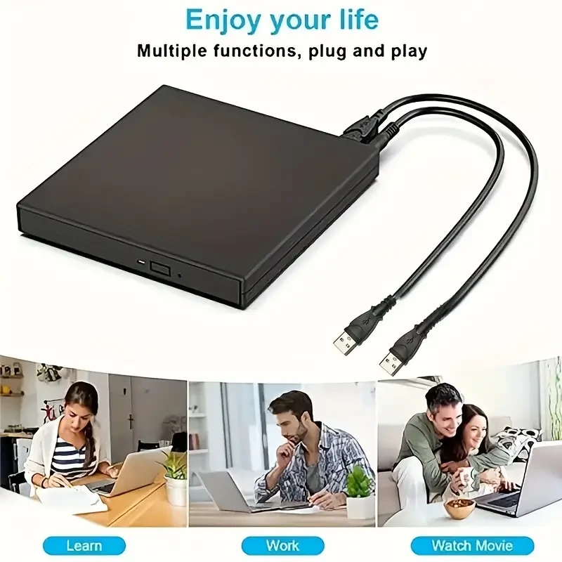 External CD DVD Drive - USB 2.0 Slim Portable CD-RW/DVD-RW Burner & Player