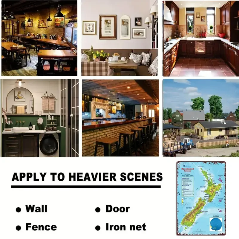 Vintage New Zealand Map Metal Sign