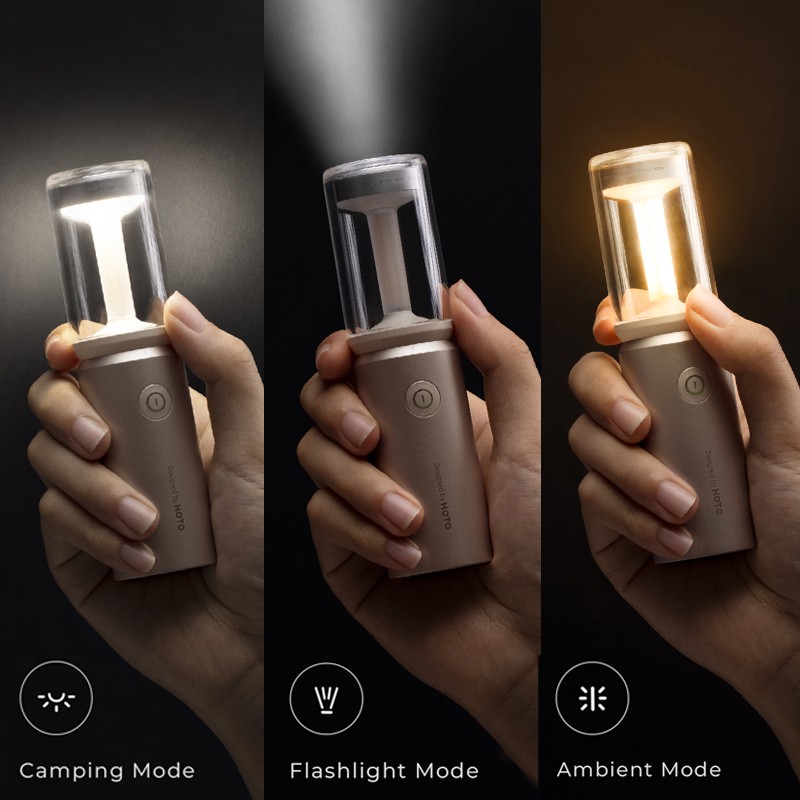 HOTO Camping Light Rechargeable Waterproof Flashlight and Lantern with 3 Modes