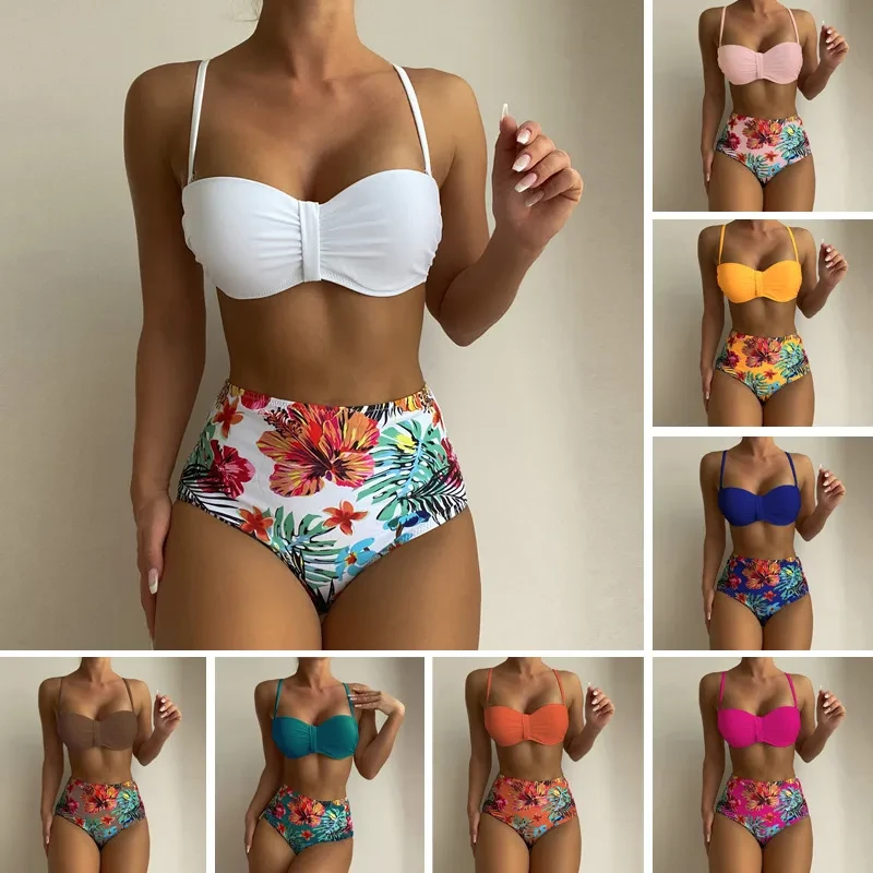 Women's Floral Print Spaghetti Strap 2 Piece Swimsuits