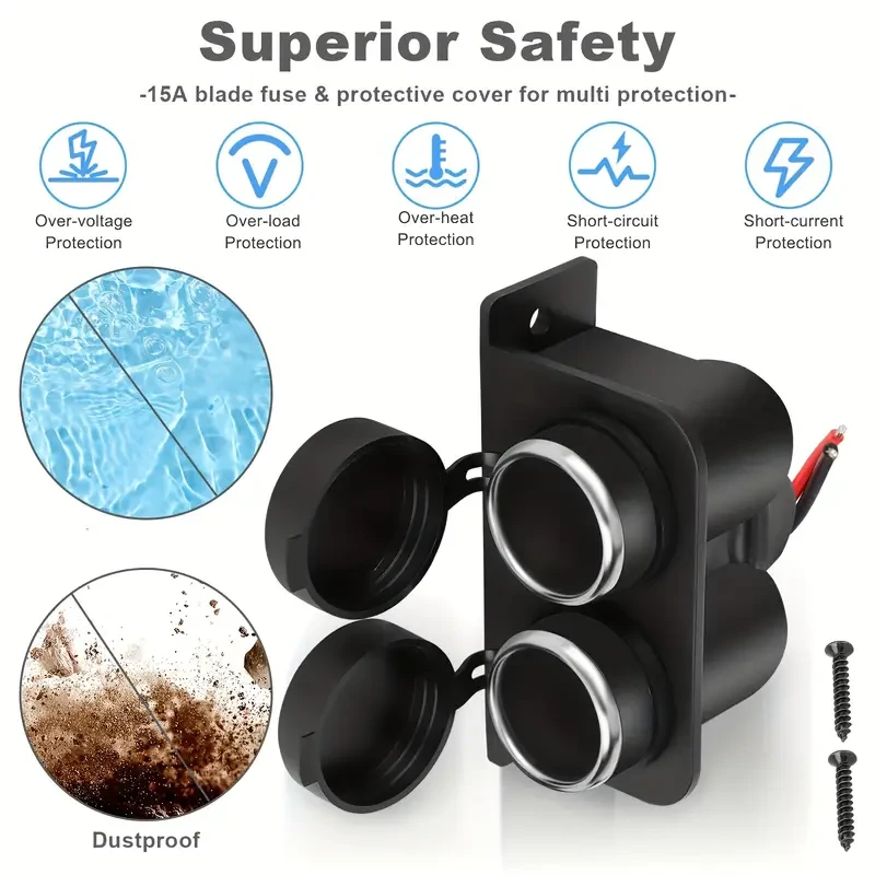 12V Blade Fuse Car Plug Socket with Dual Outlet