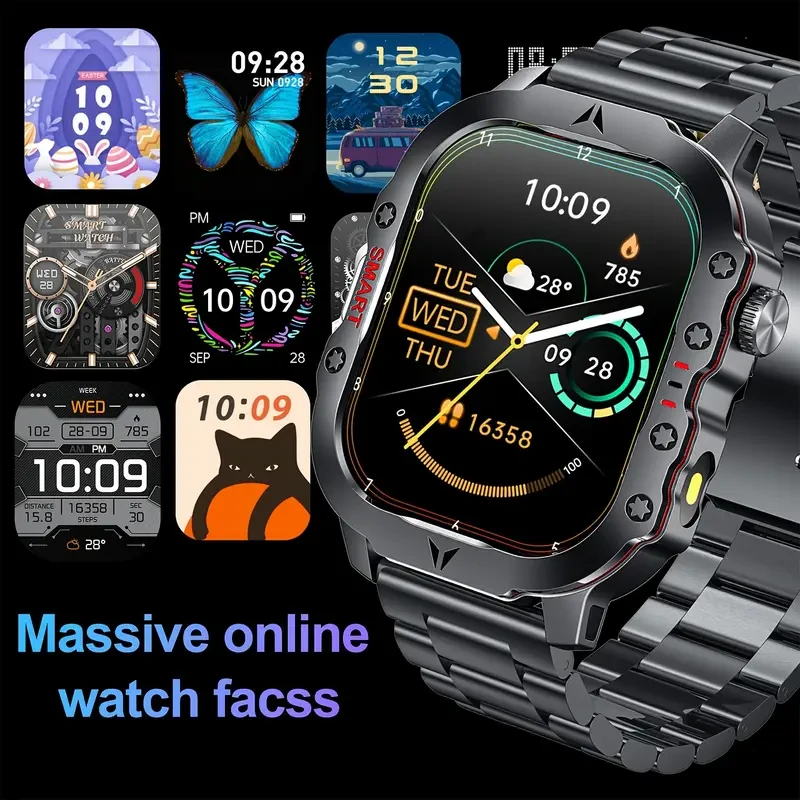 Waterproof Smart Watch For Men/women: 2.0-inch Large Screen Smart Watch, Sports Watch With LED Light, 100+ Sports Modes Activity Bracelet, Wireless Calling And Answering Phone, 320mAh Large Battery, Sleep Monitor, Compatible With Android/iPhone, Best Gift