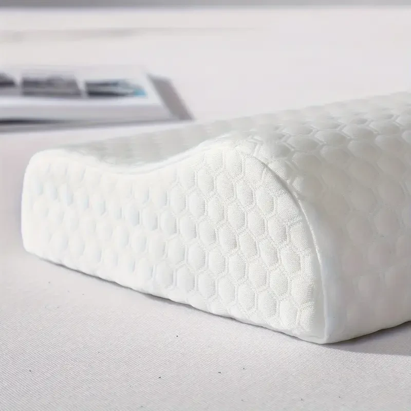 Anti-Snore Memory Foam Pillow with Knitted Cover - Temperature Sensing, Machine Washable, Medium Softness