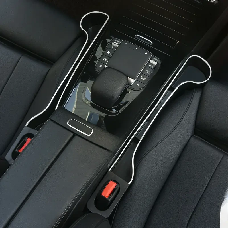 2pcs Fit Car Seat Gap Organizer Strips with Cup Holders - Durable Plastic Storage Solution for Driver & Passenger Side, High-Quality Material for Secure Attachment, Vehicle Storage Solution|Sleek Design|Highquality Plastic, Car Seat Organizer