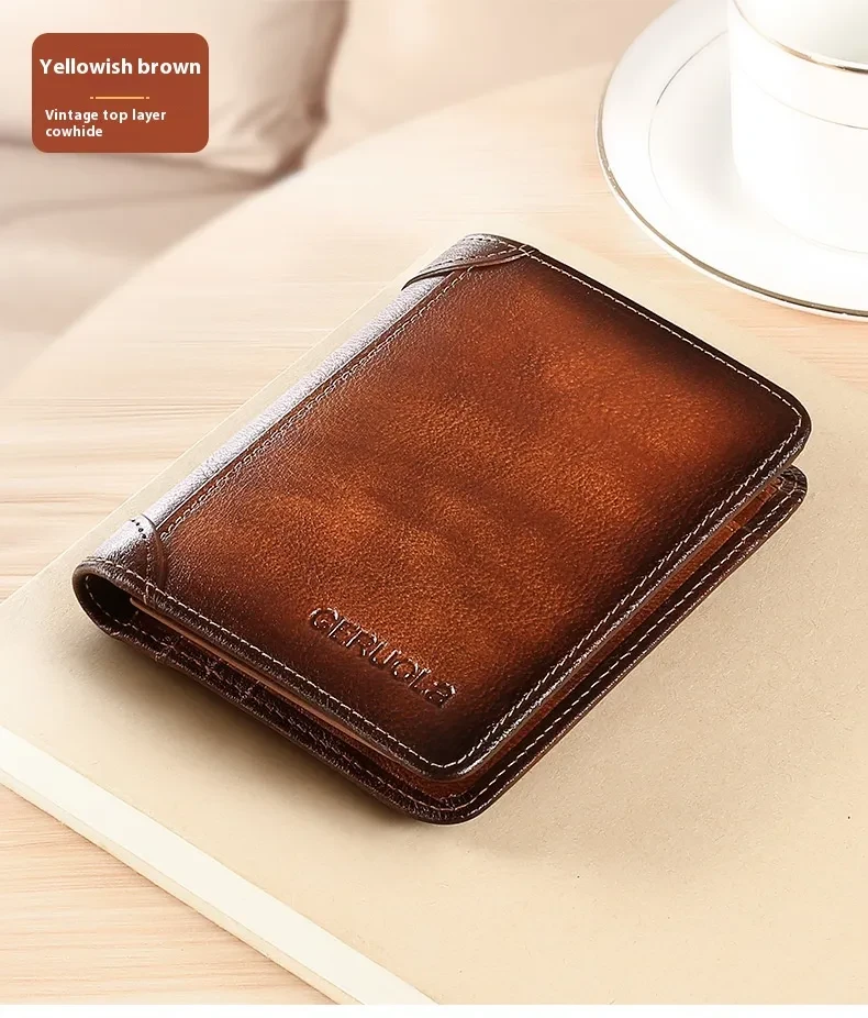 Genuine Leather Anti-theft Swiping Ultra-thin Cheng E Wallet