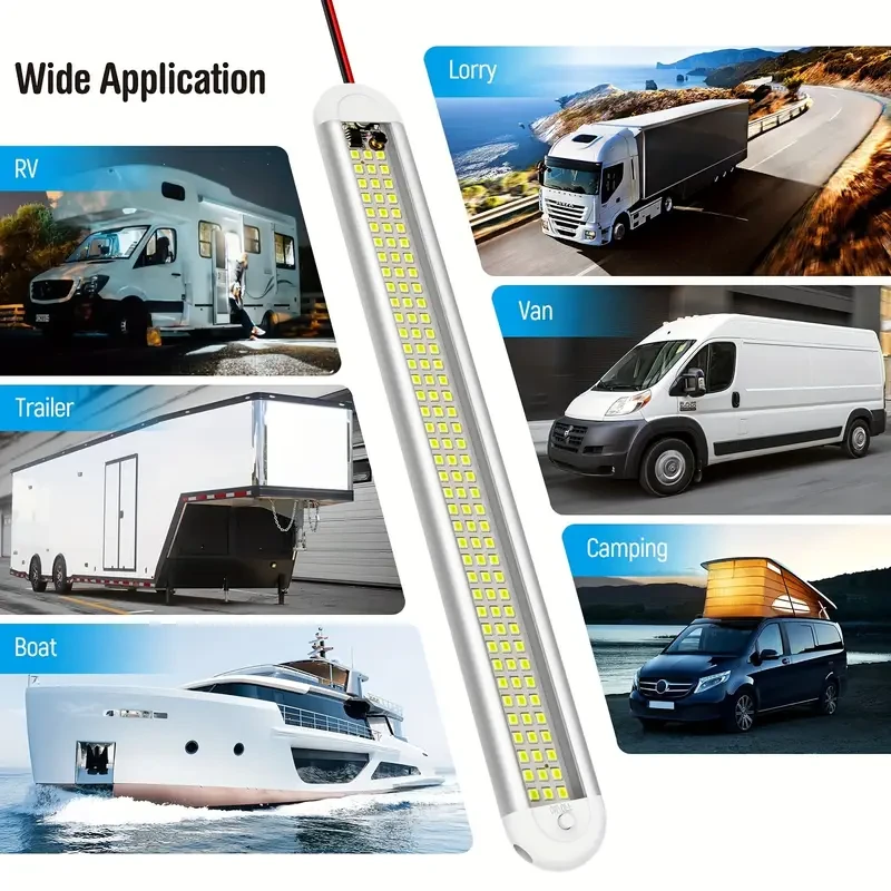 4pcs Set 12V LED Interior Light Strip, 120 LEDs, 1500LM with On/Off for Switch - Ideal for Cargo Trailers, Cars, RVs, Vans, Trucks, Campers, Boats, Caravans