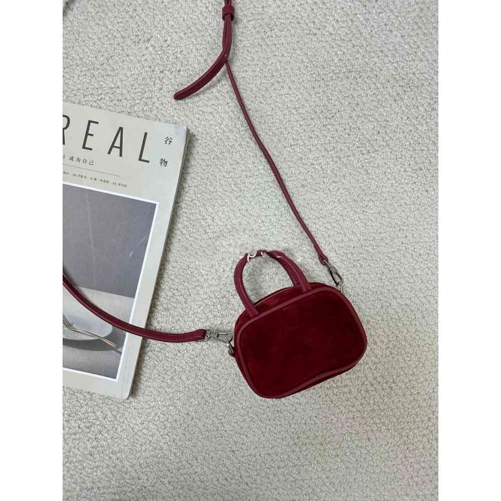 Cowhide Mini Bowling Bag Pendant Small Waist Bag