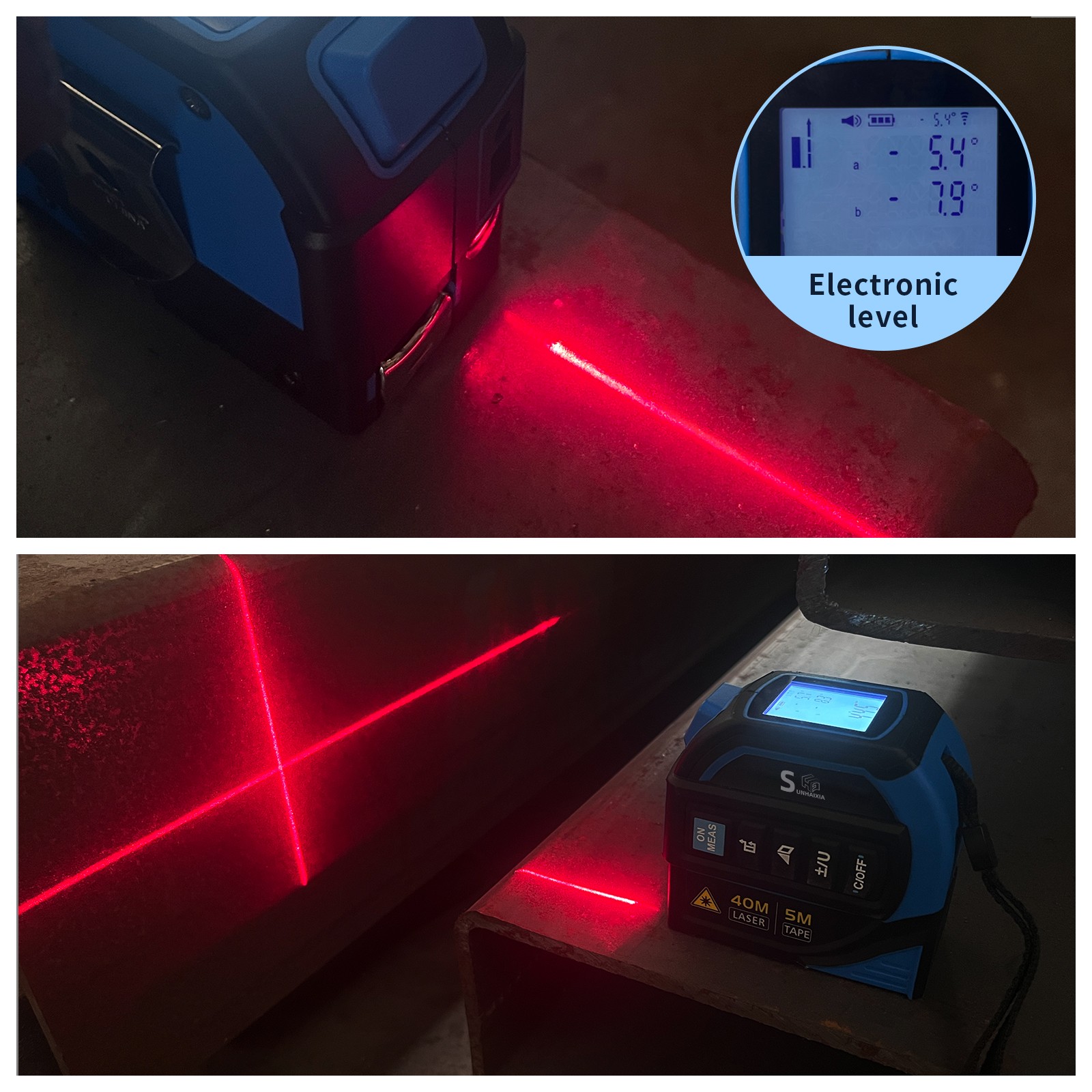 HAIZHIHUI 4-in-1 Digital Laser Distance Meter - Tape Measure with Electronic Level for Linear