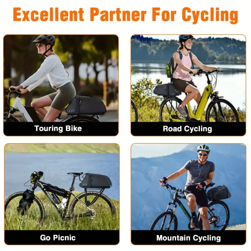 8L Superfine Fabric Reflective Rear Rack Bag