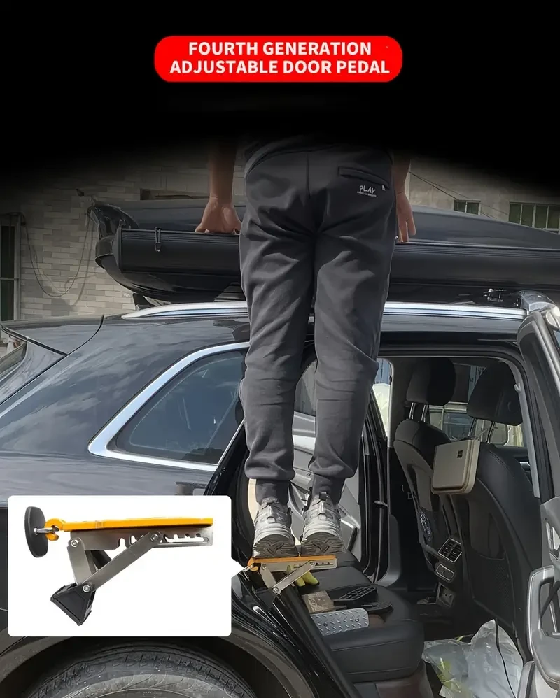 Adjustable Metal Car Door Step, Folding Roof Climbing Pedal, Durable Vehicle Accessory for Easy Entry