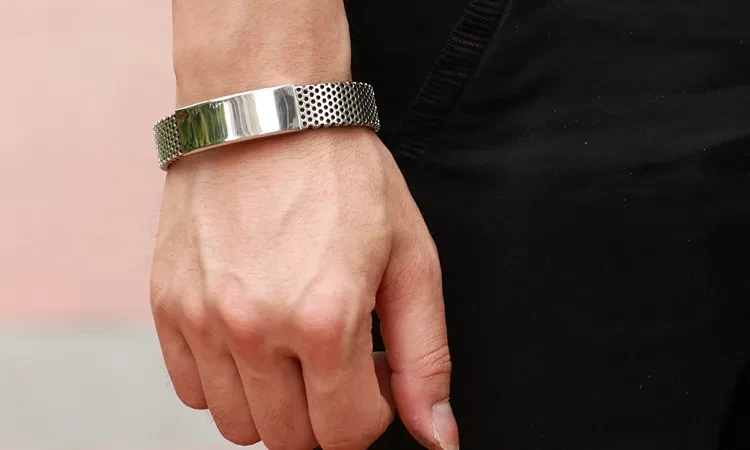 Men's titanium leather bracelet