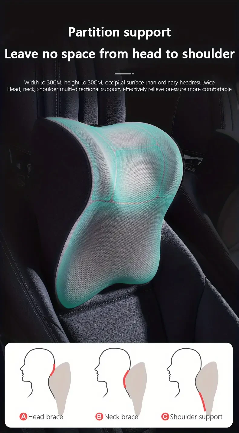 1pc Car Headrest/1pc Lumbar Pillow 100% High Rebound Imported Memory Foam Car Neck Pillow Waist Support High End Car Seat Pillow