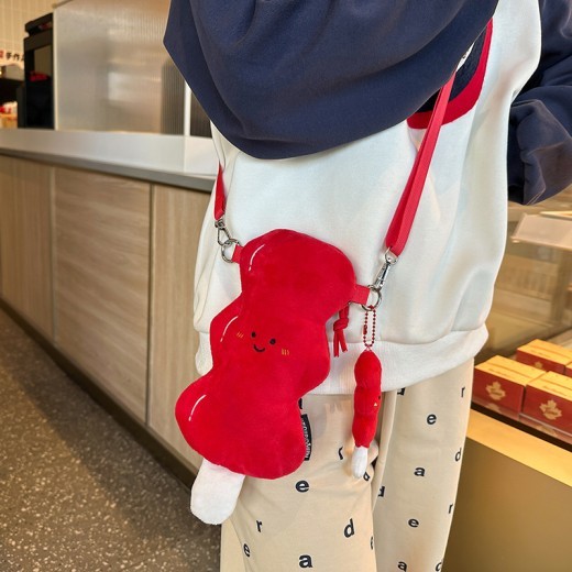 Creative Sugar-coated Haws On A Stick Plush Crossbody Bag