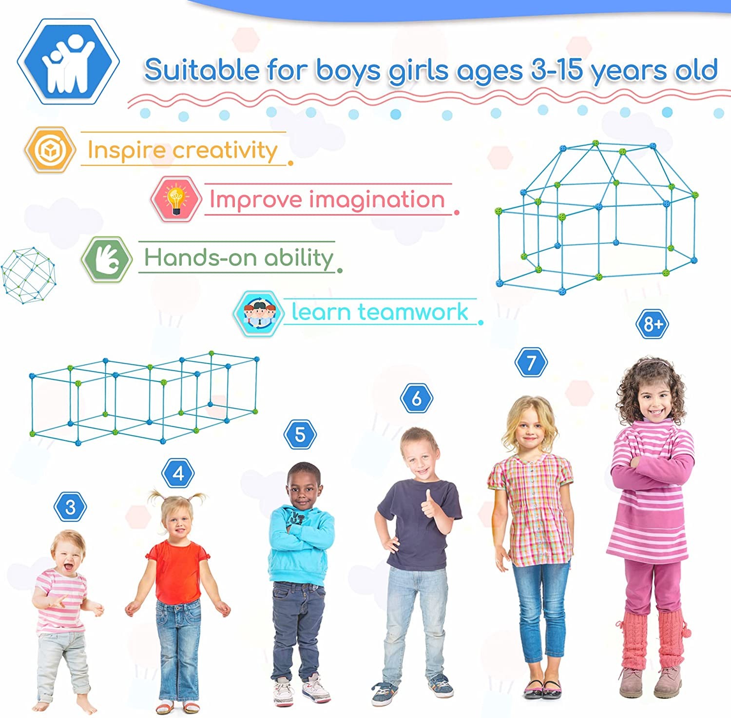 Children's DIY Building Castle Beading Tent Toy STEM Large Building Blocks Game House