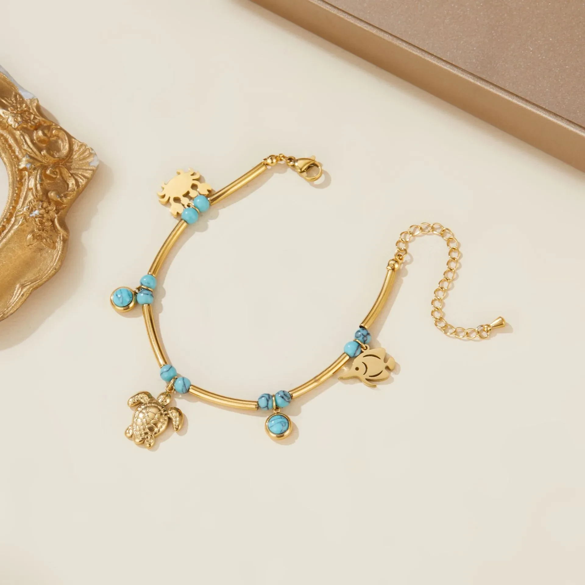 Fashion Ocean Tropical Turquoise Stainless Steel Bracelet