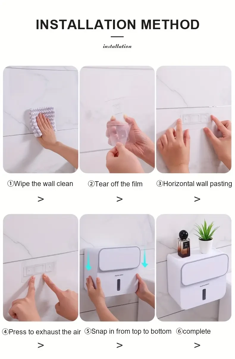 Waterproof Wall-Mounted Tissue Holder - Self-Adhesive, Space-Saving Storage for Bathroom & Living Room
