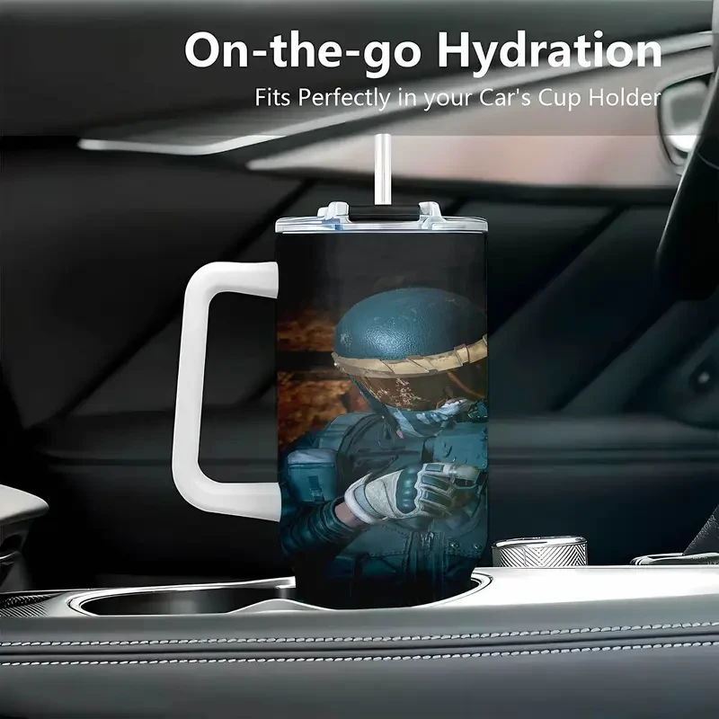 1pc 40Oz Playerunknown'S Battlegrounds Large Stainless Steel Water Bottle, Durable Water Containers, Drinking Cups, Summer Beverage Ware, Kitchen Essentials, Home Kitchen Products BBB12293