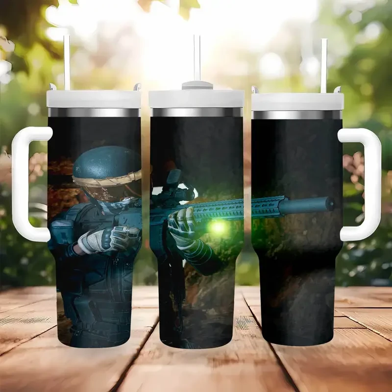 1pc 40Oz Playerunknown'S Battlegrounds Large Stainless Steel Water Bottle, Durable Water Containers, Drinking Cups, Summer Beverage Ware, Kitchen Essentials, Home Kitchen Products BBB12293